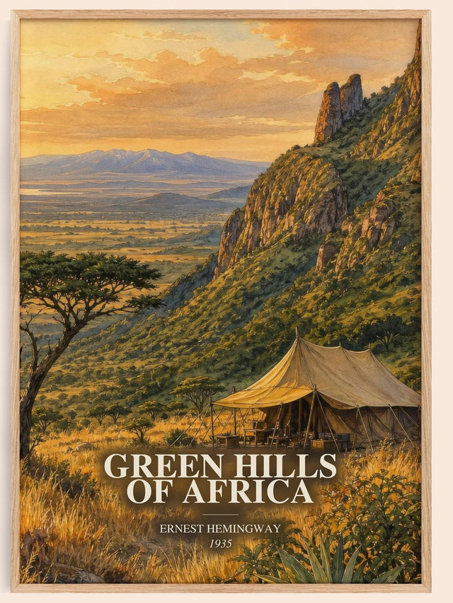 Green Hills Of Africa Book Watercolour Illustration by E. Hemingway