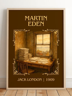 Martin Eden Classic Book Art Print by Jack London – framed print leaning on a wooden floor