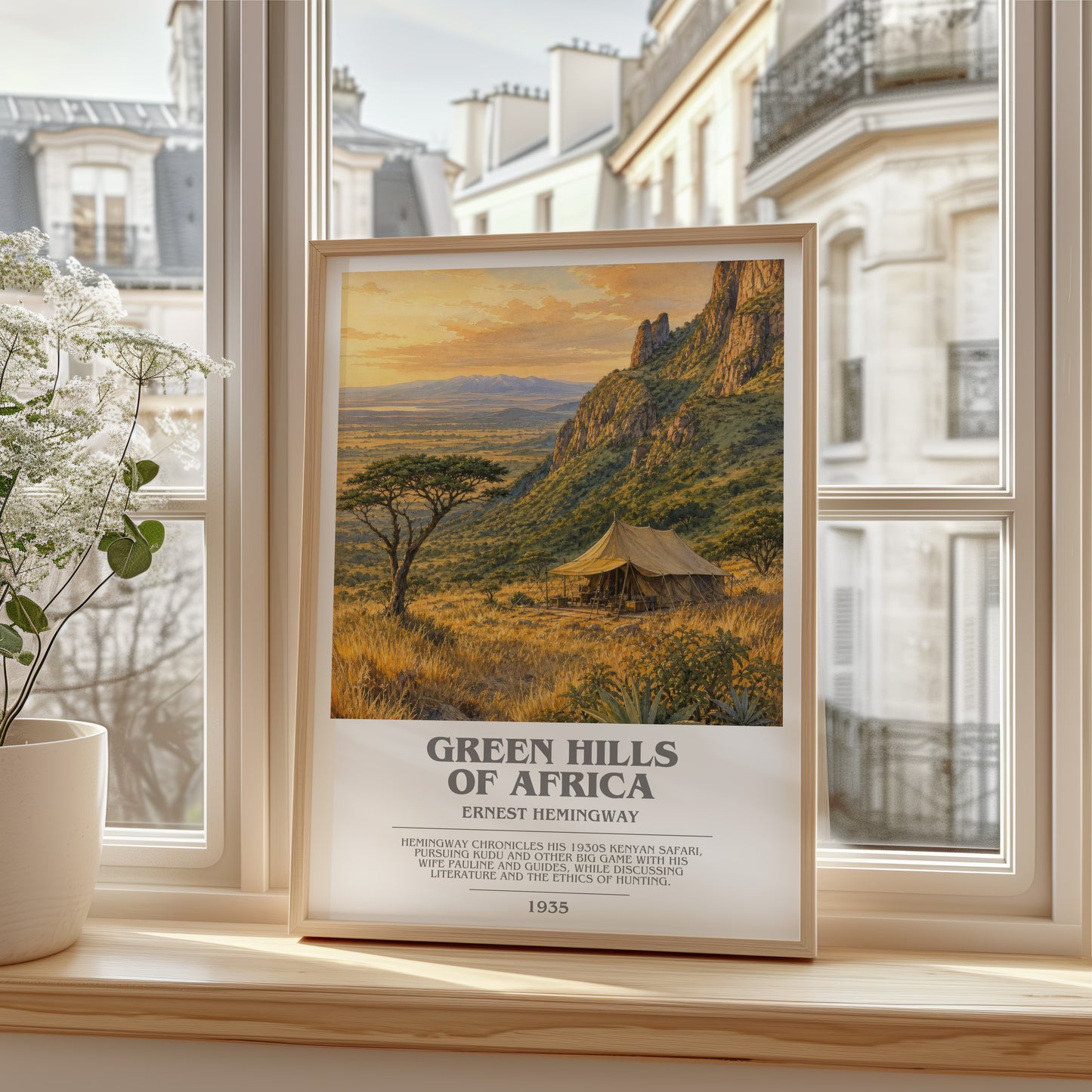 Green Hills Of Africa bookish poster colour and style options – Ernest Hemingway book art