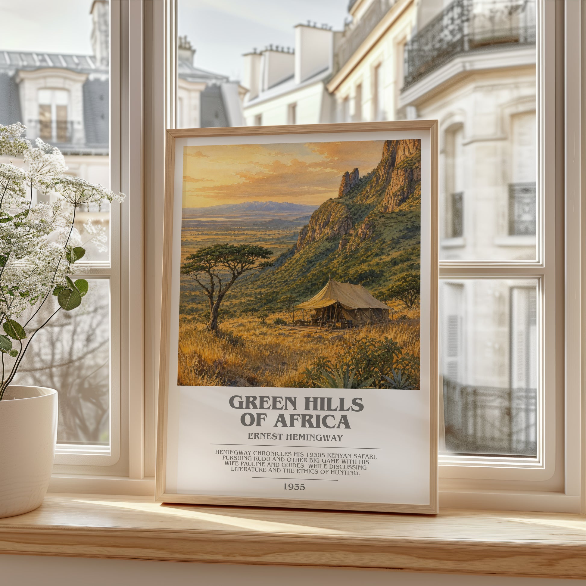 Green Hills Of Africa bookish poster colour and style options – Ernest Hemingway book art