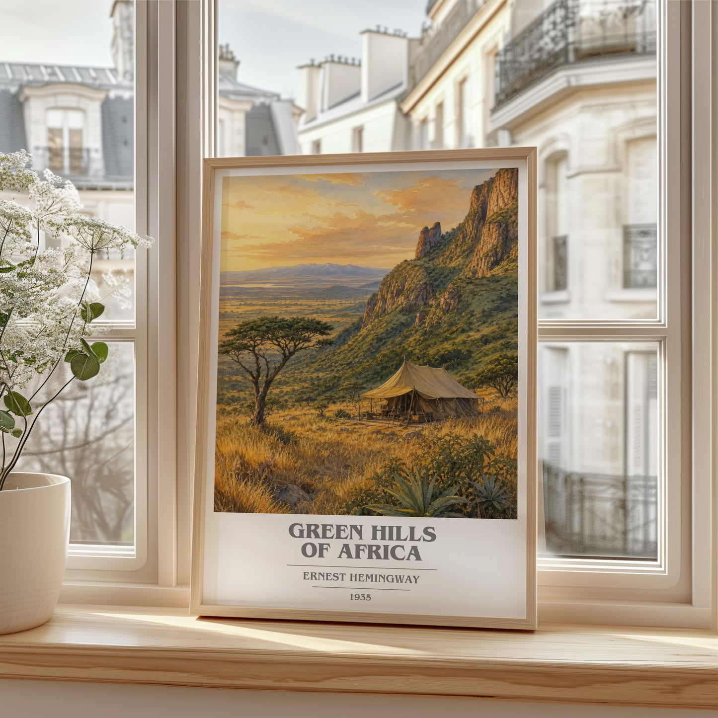 Green Hills Of Africa book cover poster colour and style options – Ernest Hemingway book art