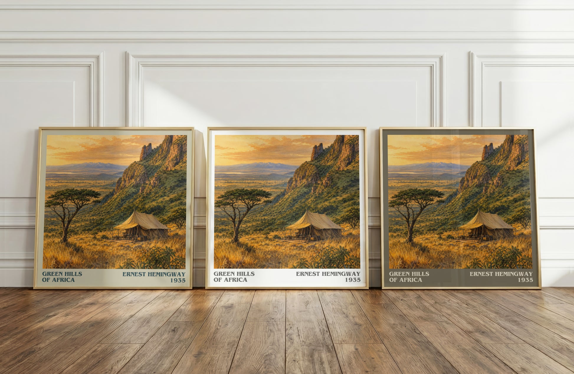 Green Hills Of Africa literary art print colour and style options – Ernest Hemingway book art