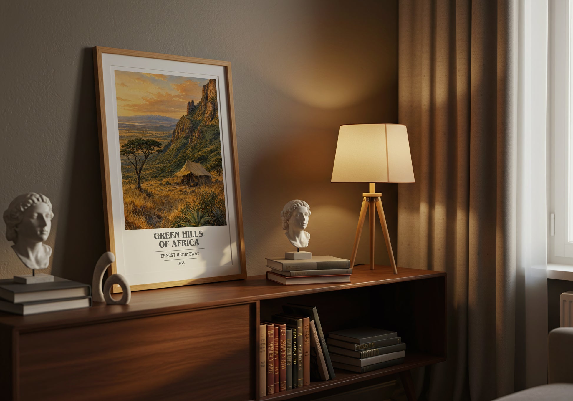 Green Hills Of Africa book cover book poster framed on wall – non fiction wall art