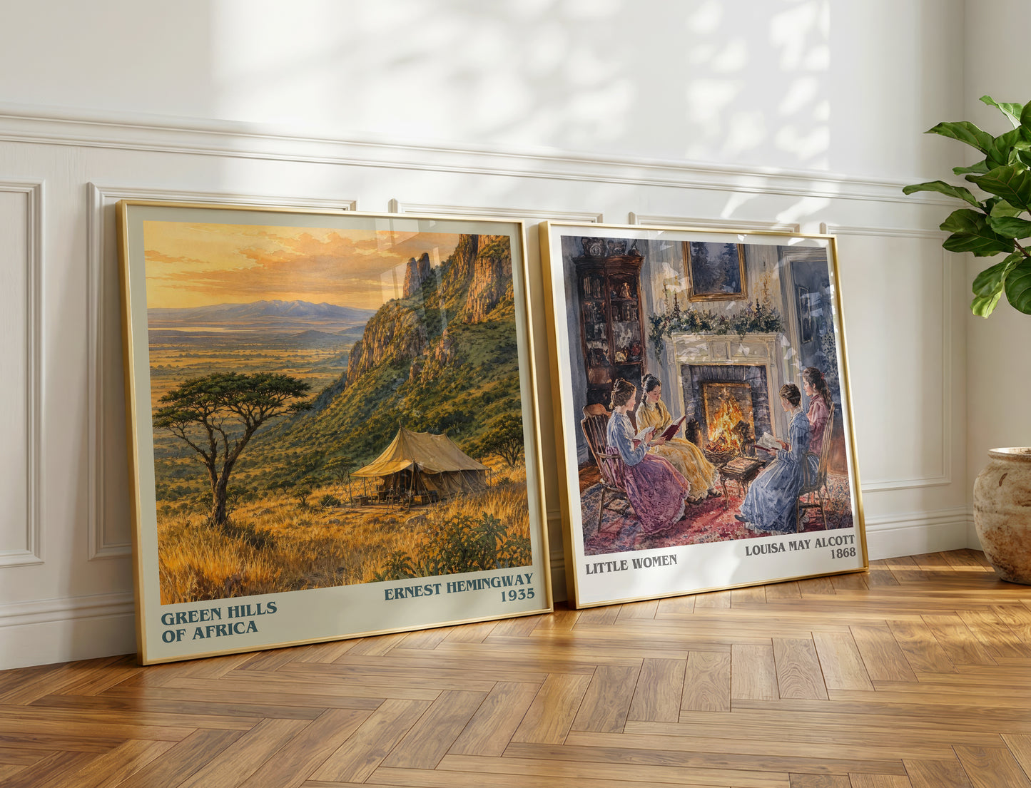 Green Hills Of Africa literary print on bookshelf – Ernest Hemingway fan gift