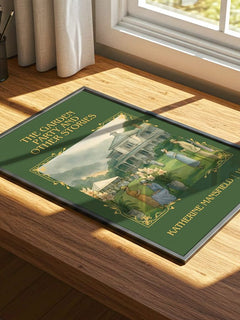 Garden Party And Other Stories Classic Book Art Print by K. Mansfield – print on a sunlit desk