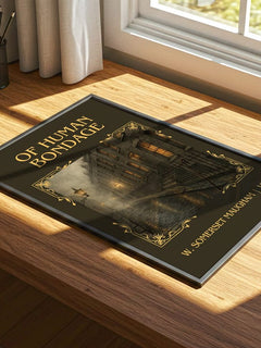 Of Human Bondage Classic Book Art Print by W. Somerset Maugham – print on a sunlit desk