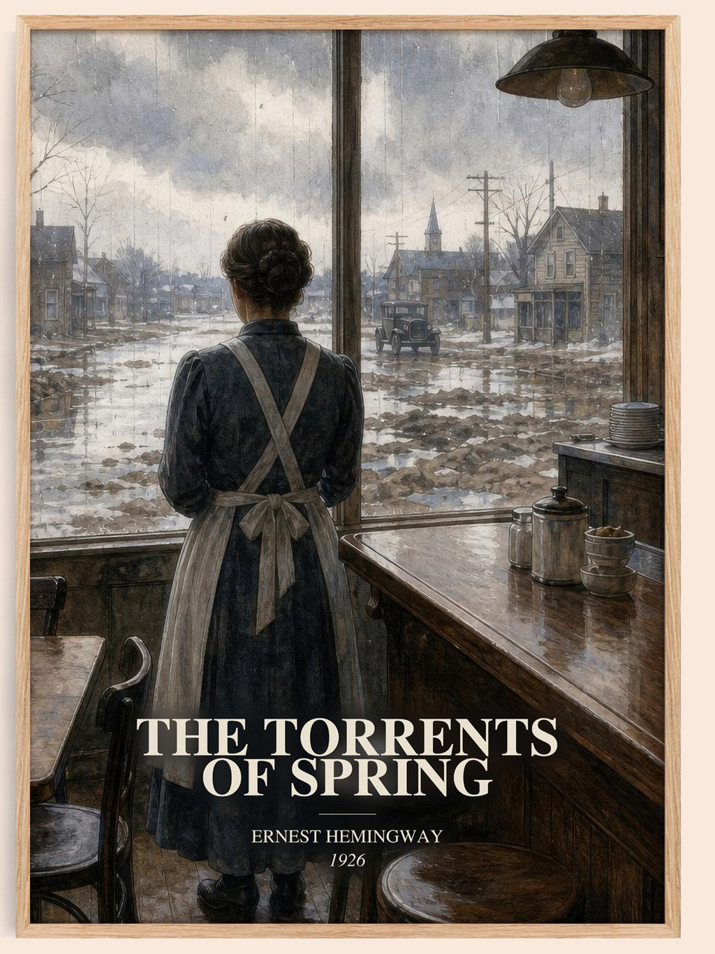The Torrents Of Spring watercolour book poster by Ernest Hemingway – framed literary art print