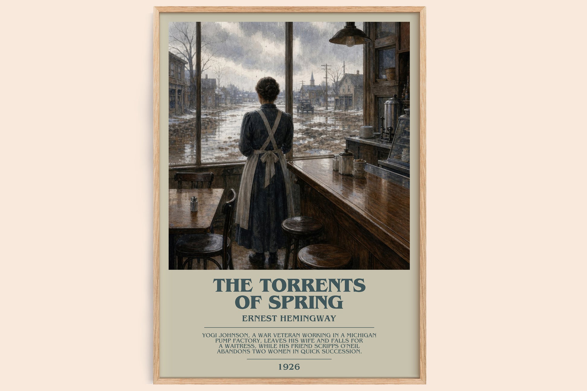 The Torrents Of Spring bookish book poster by Ernest Hemingway – framed literary art print