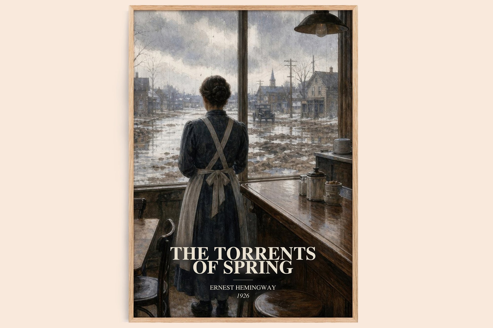 The Torrents Of Spring watercolour book poster by Ernest Hemingway – framed literary art print
