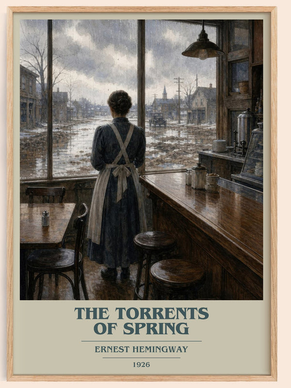 The Torrents Of Spring book cover book poster by Ernest Hemingway – framed literary art print