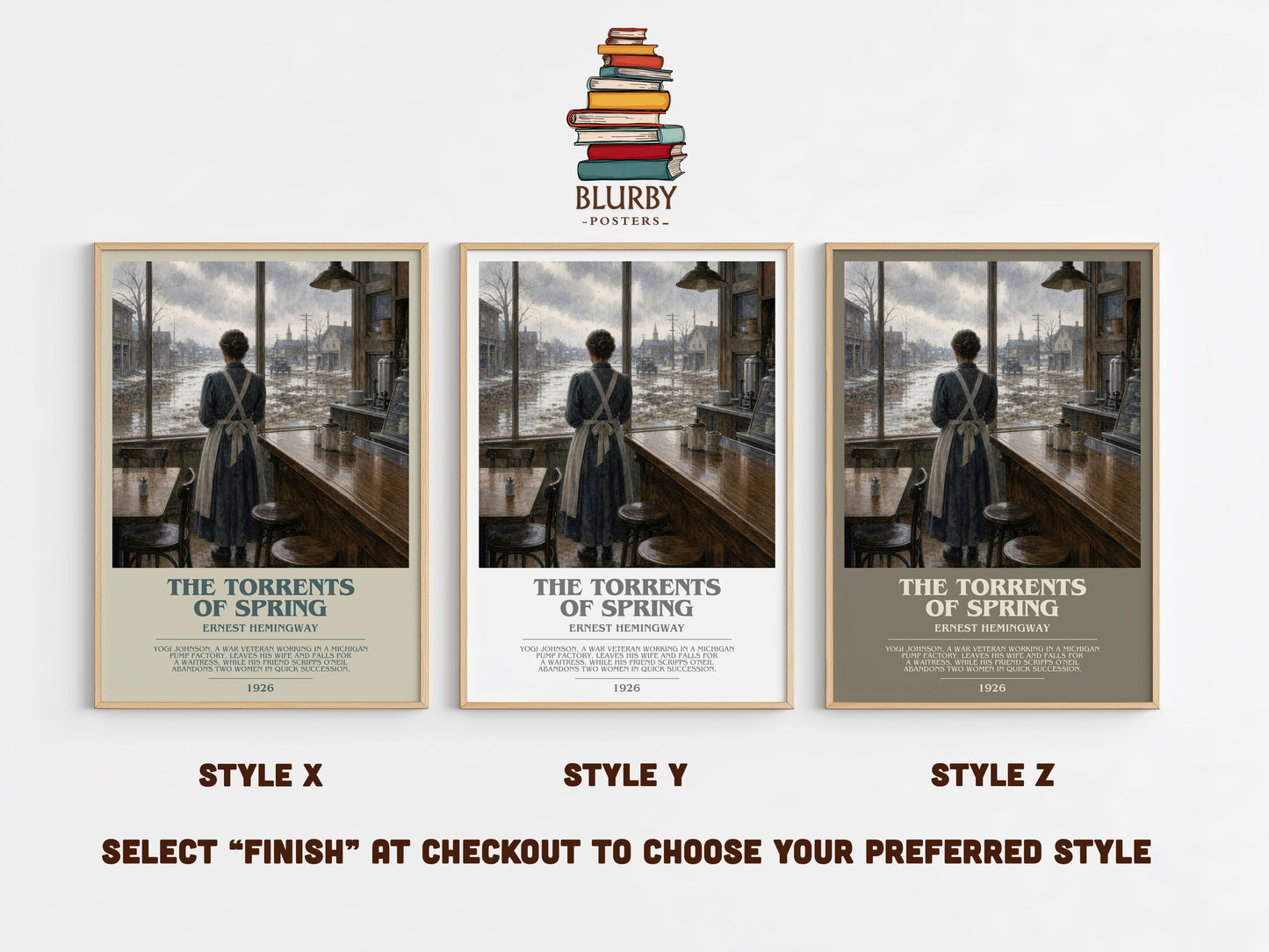 The Torrents Of Spring bookish print in frame leaning in hallway – satire wall art