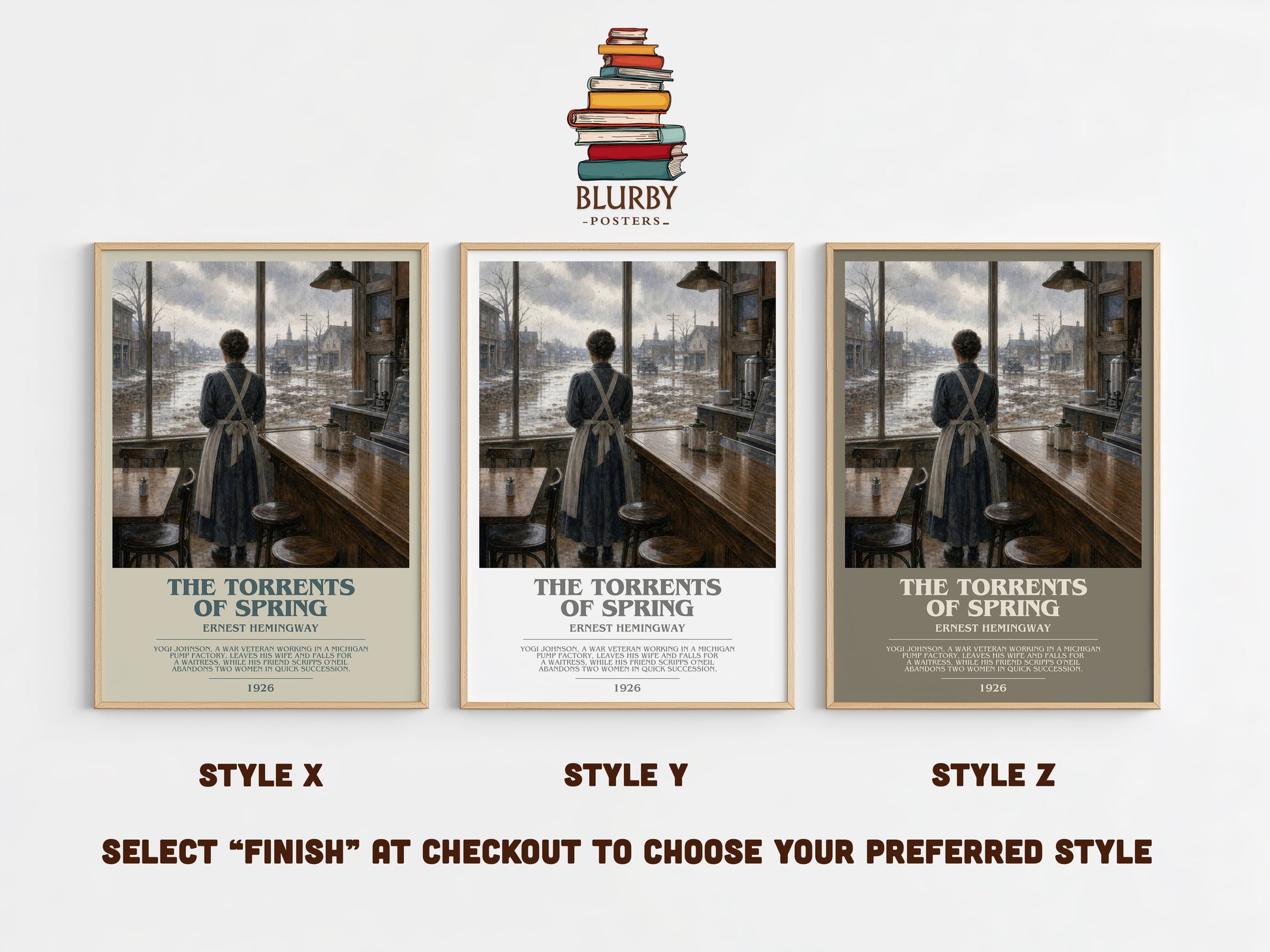 The Torrents Of Spring bookish print in frame leaning in hallway – satire wall art