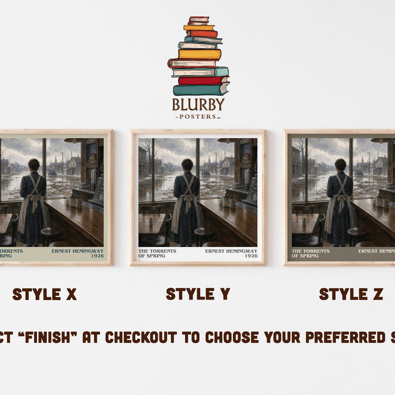 The Torrents Of Spring literary print in frame leaning in hallway – satire wall art