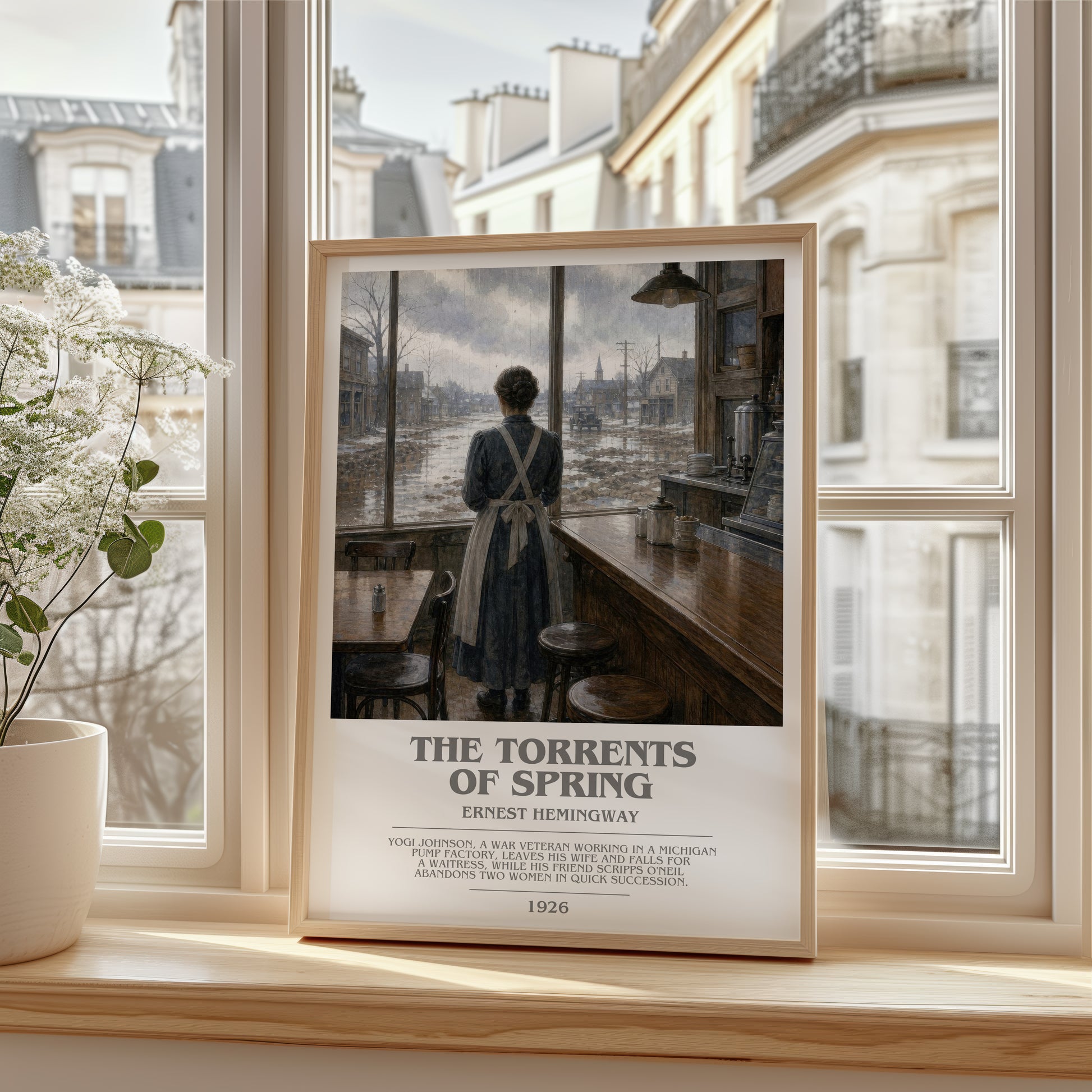 The Torrents Of Spring bookish poster colour and style options – Ernest Hemingway book art