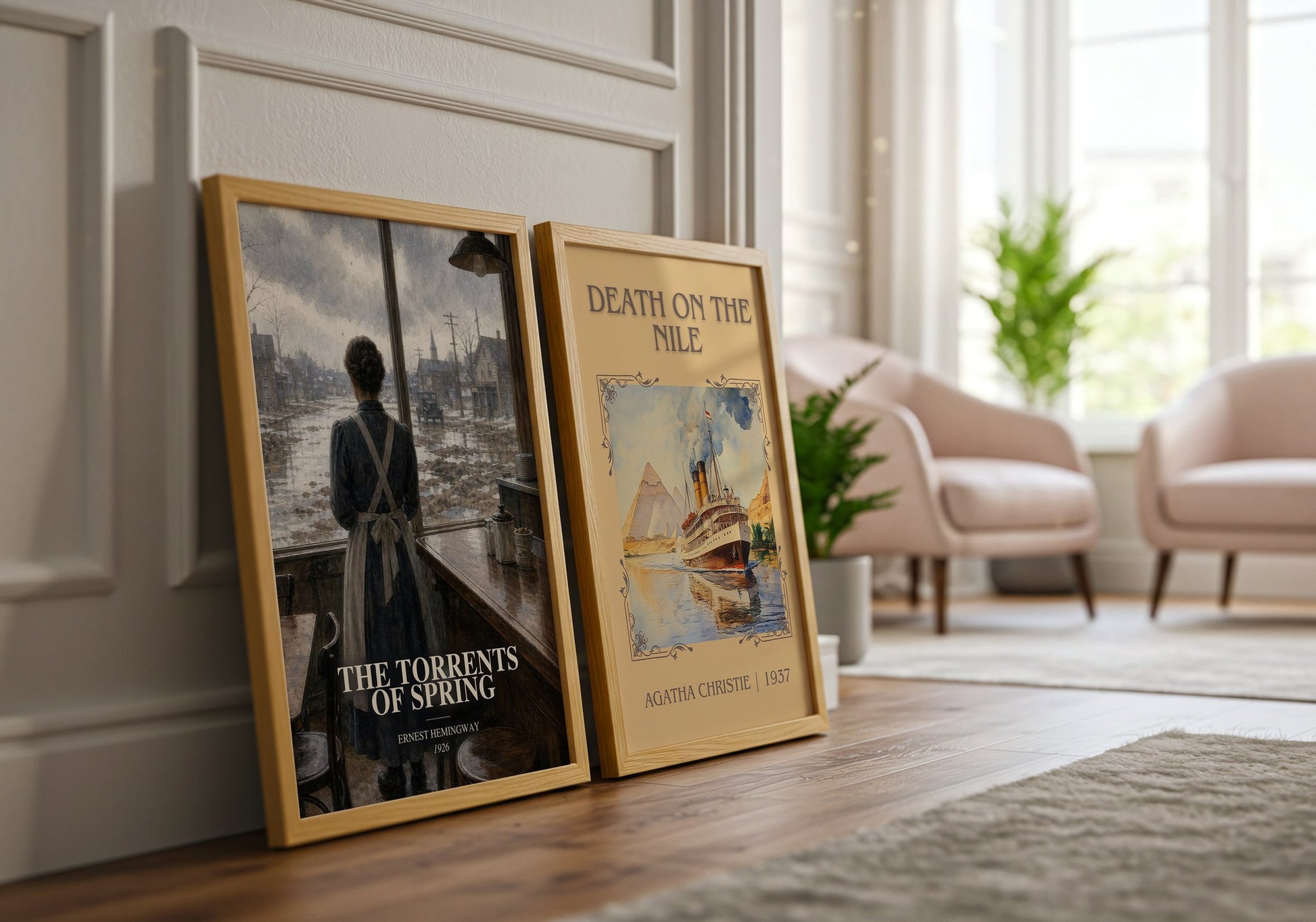 The Torrents Of Spring watercolour print framed by window – literary home decor