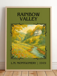 Rainbow Valley Classic Book Art Print by L.M. Montgomery – framed print leaning on a wooden floor