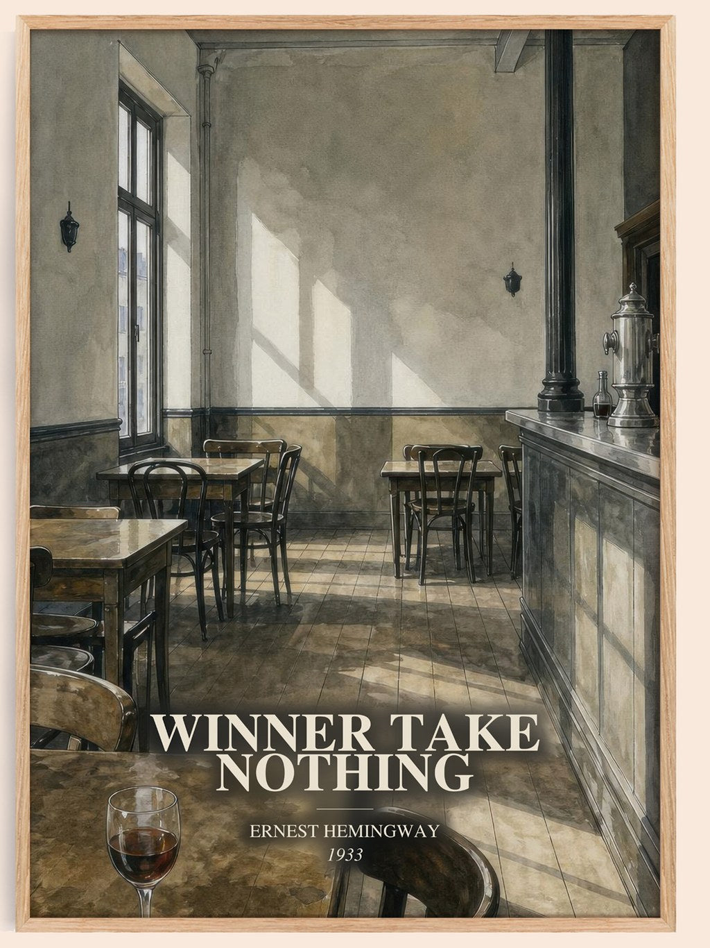 Winner Take Nothing watercolour book poster by Ernest Hemingway – framed literary art print