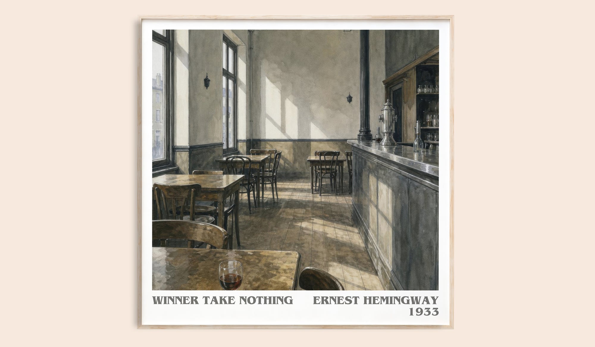 Winner Take Nothing literary book poster by Ernest Hemingway – framed literary art print
