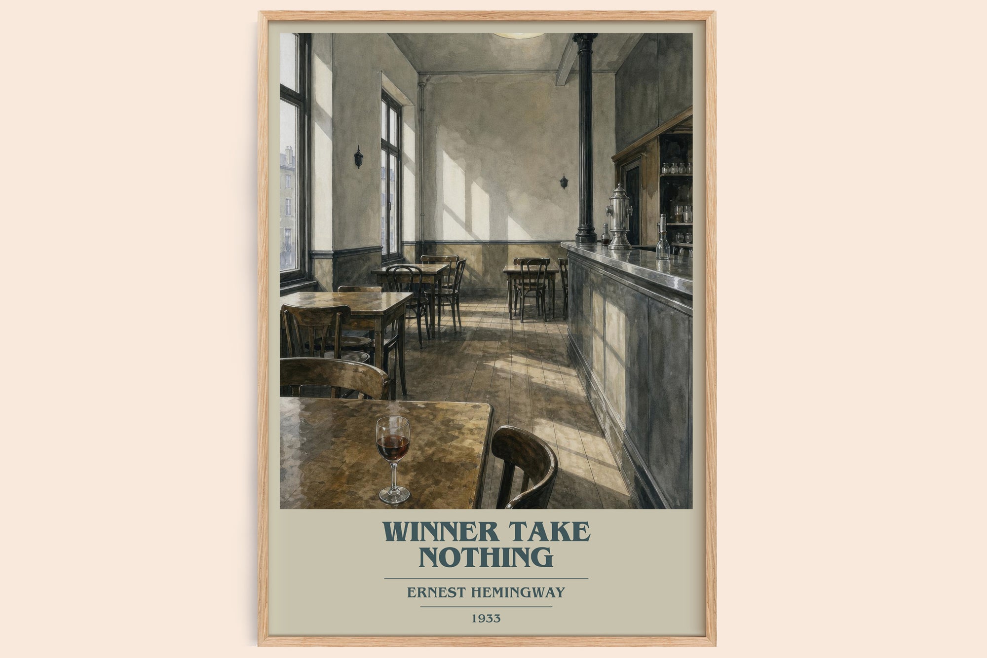 Winner Take Nothing book cover book poster by Ernest Hemingway – framed literary art print