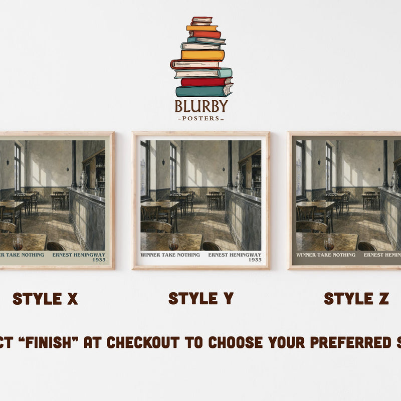 Winner Take Nothing literary print in frame leaning in hallway – literary fiction wall art