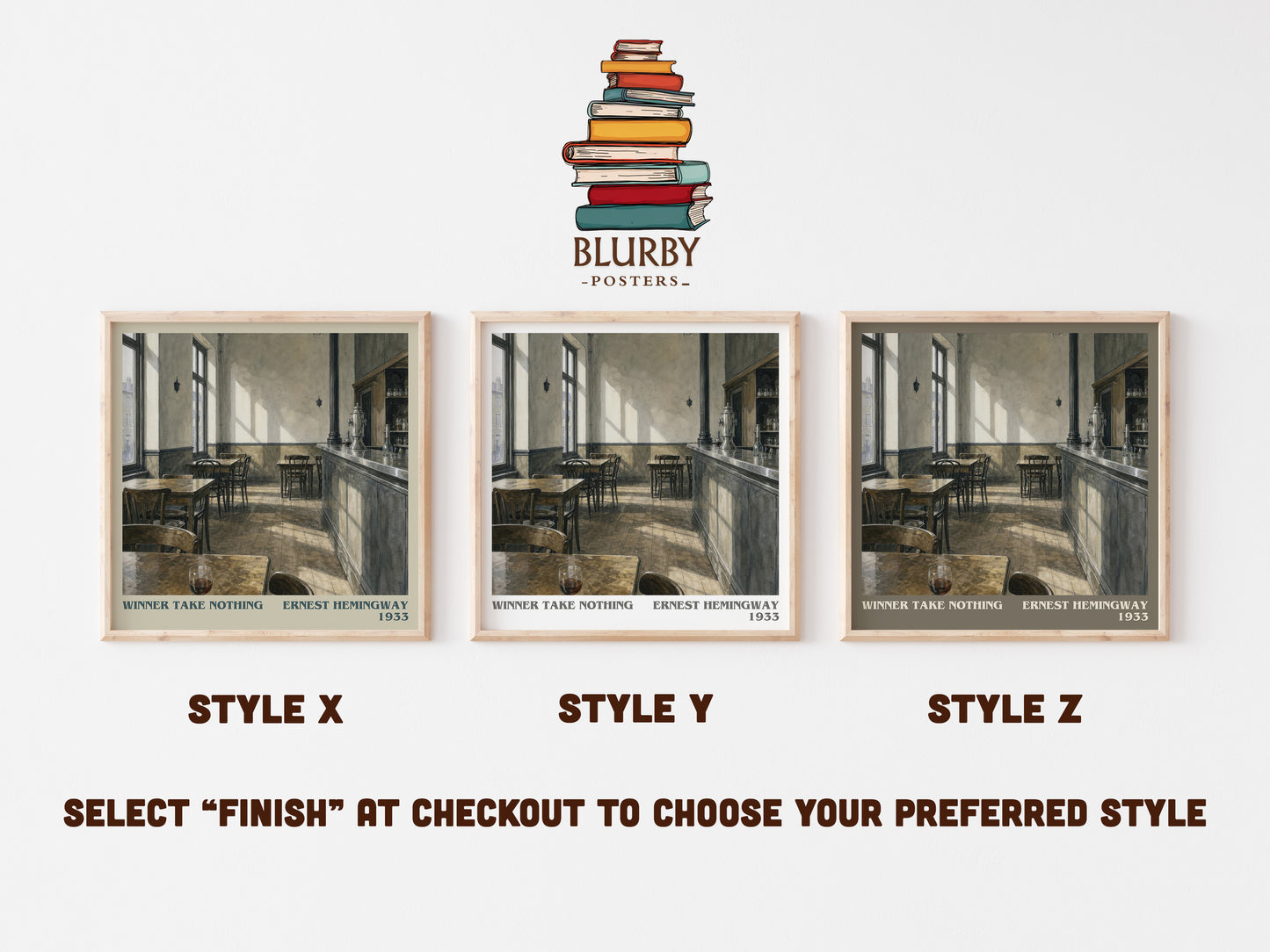 Winner Take Nothing literary print in frame leaning in hallway – literary fiction wall art