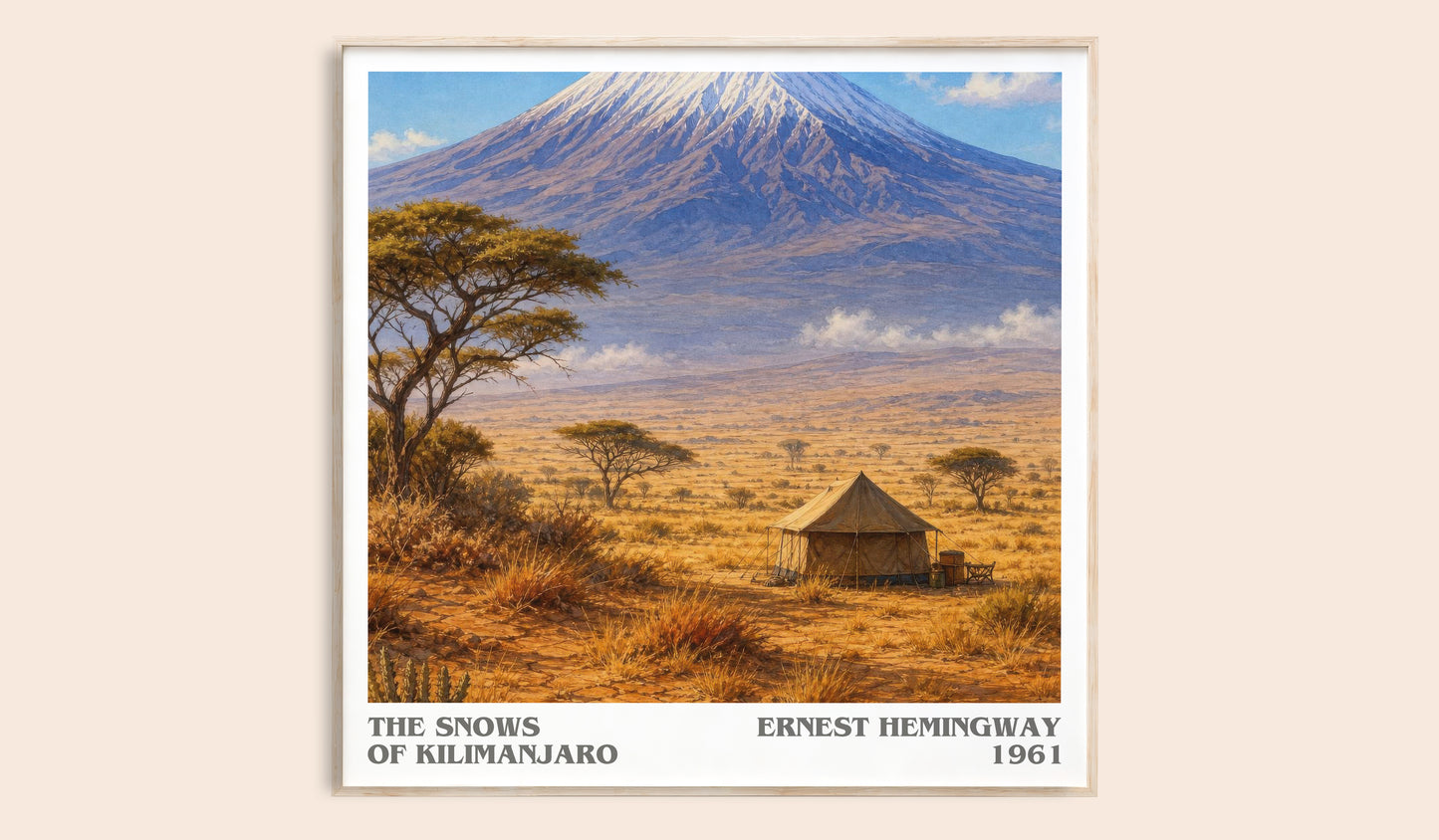 The Snows Of Kilimanjaro literary book poster by Ernest Hemingway – framed literary art print