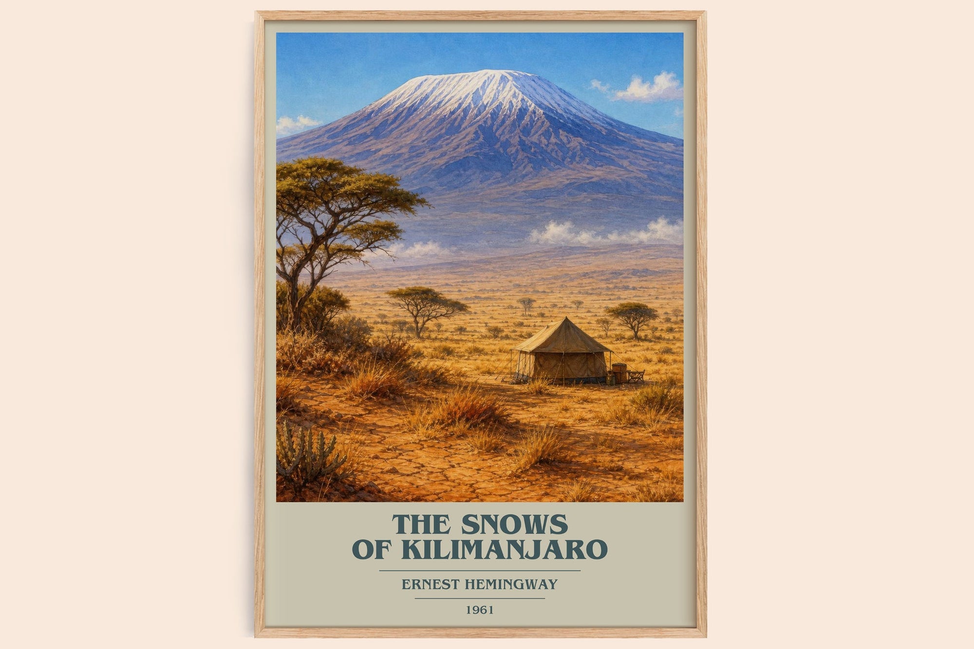 The Snows Of Kilimanjaro book cover book poster by Ernest Hemingway – framed literary art print