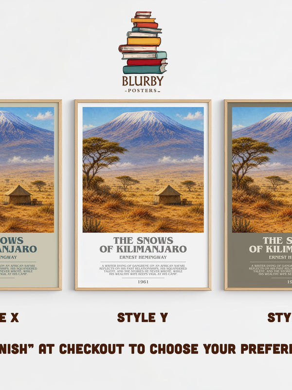 The Snows Of Kilimanjaro bookish print in frame leaning in hallway – literary fiction wall art