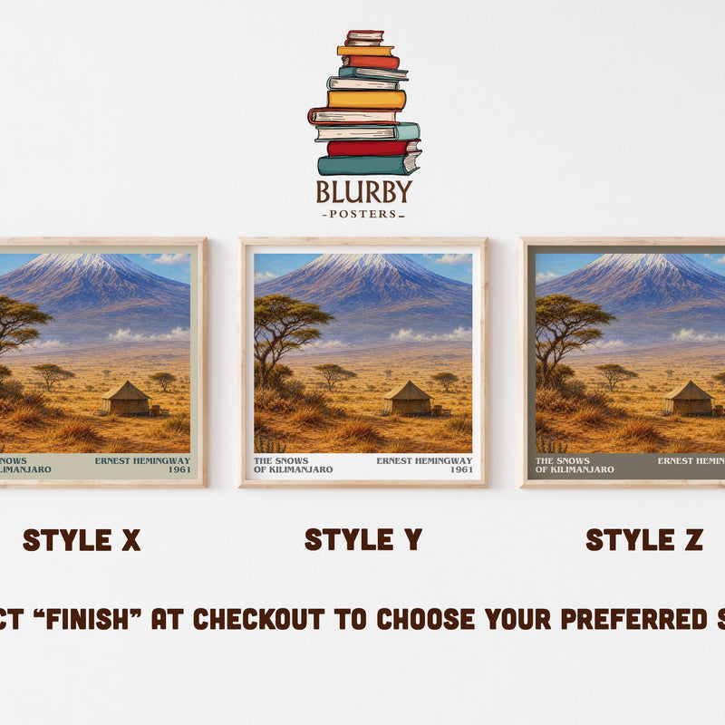 The Snows Of Kilimanjaro literary print in frame leaning in hallway – literary fiction wall art