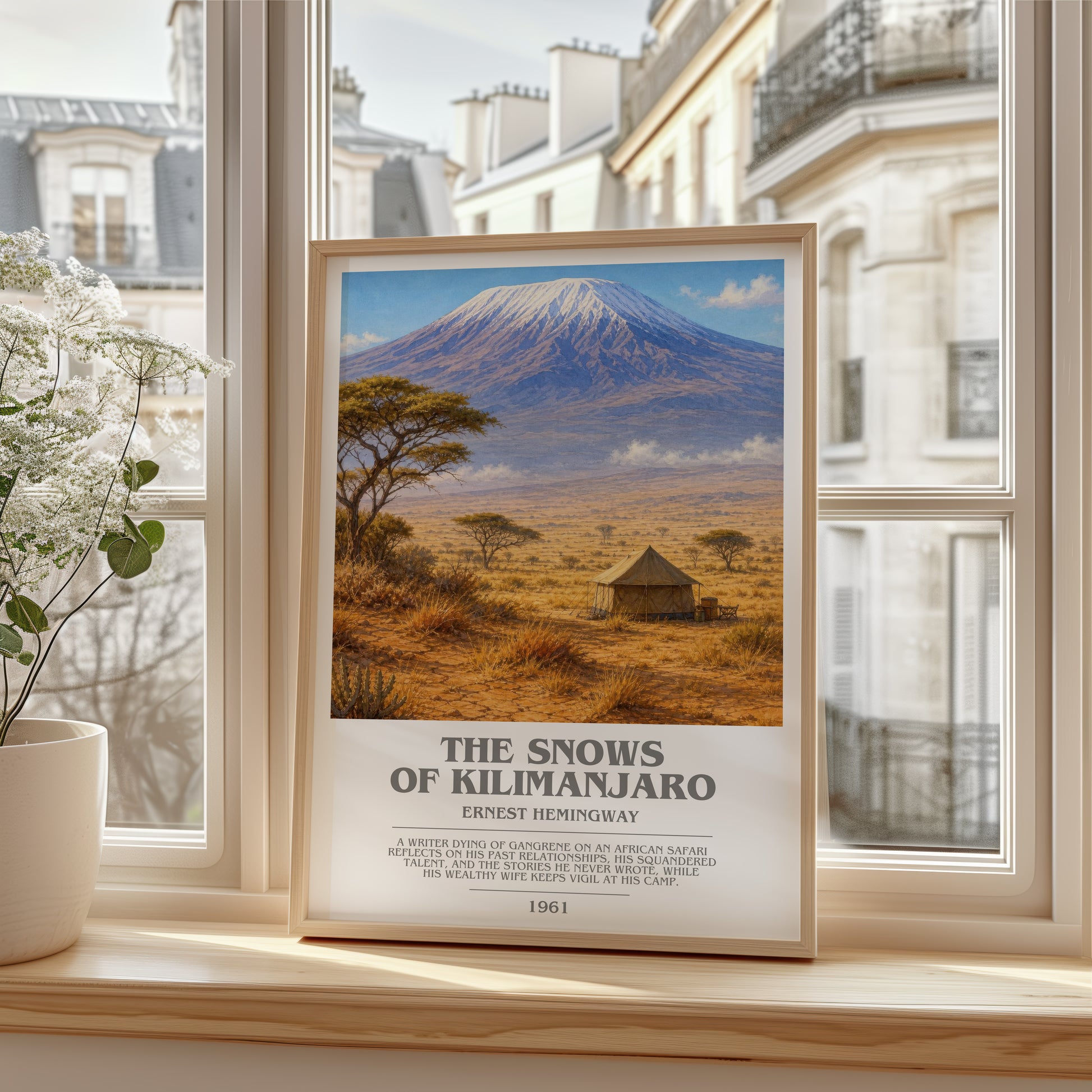 The Snows Of Kilimanjaro bookish poster colour and style options – Ernest Hemingway book art