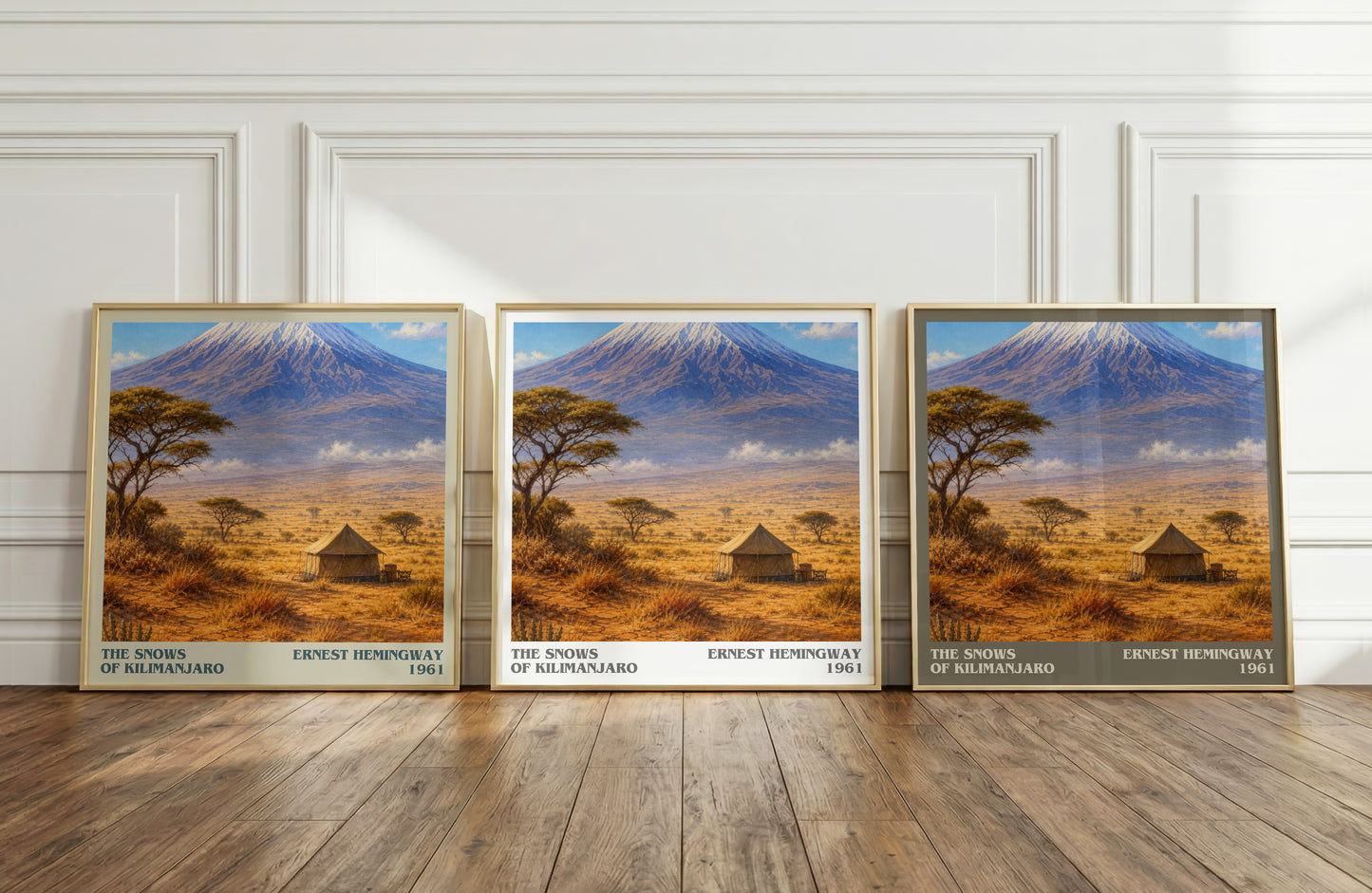 The Snows Of Kilimanjaro literary art print colour and style options – Ernest Hemingway book art