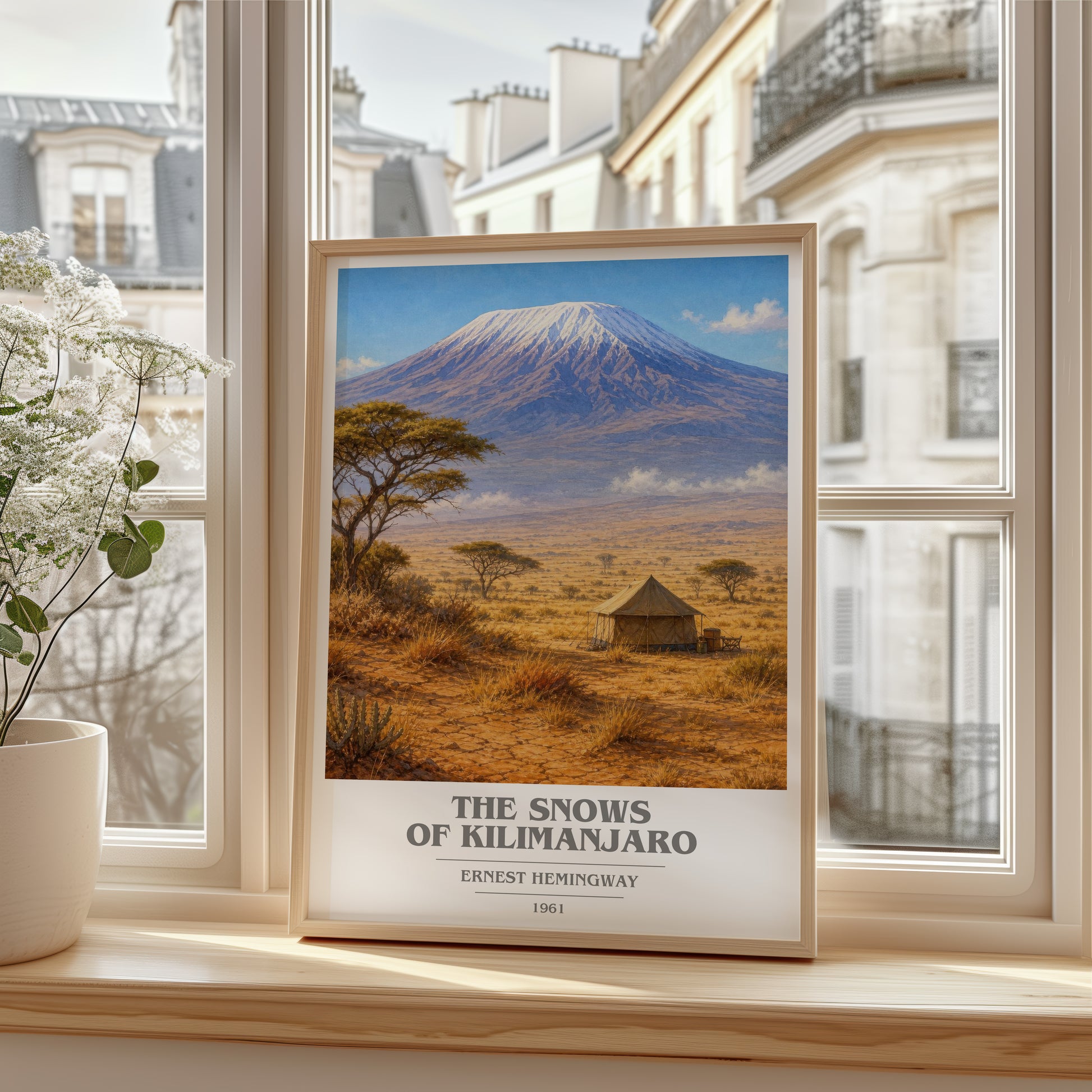 The Snows Of Kilimanjaro book cover poster colour and style options – Ernest Hemingway book art