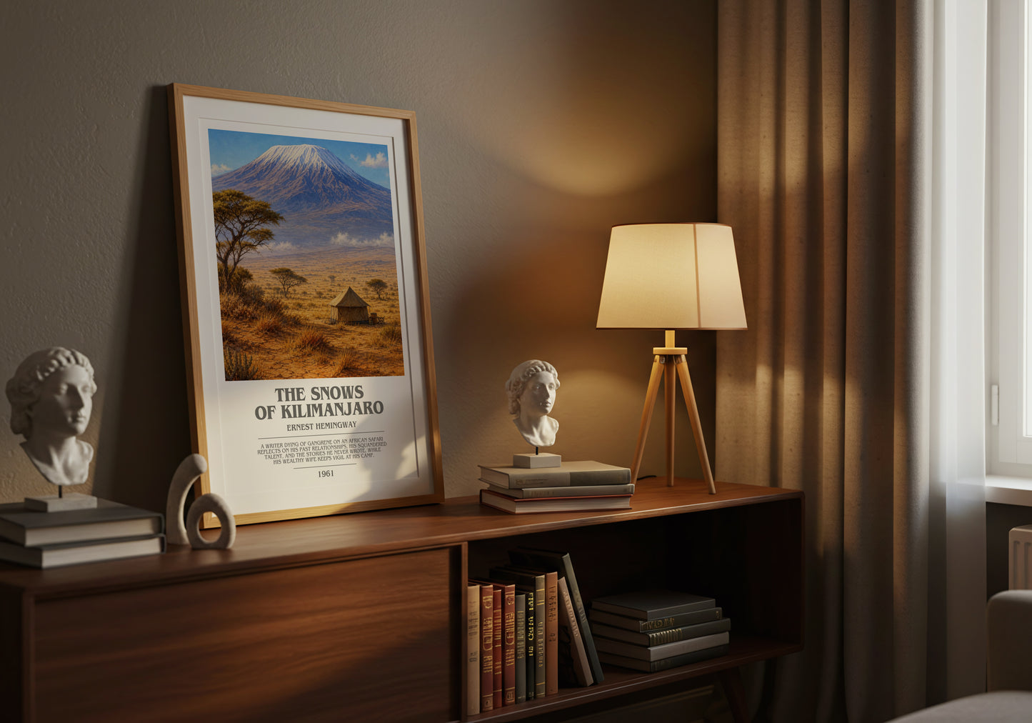 The Snows Of Kilimanjaro bookish book poster framed on wall – literary fiction wall art