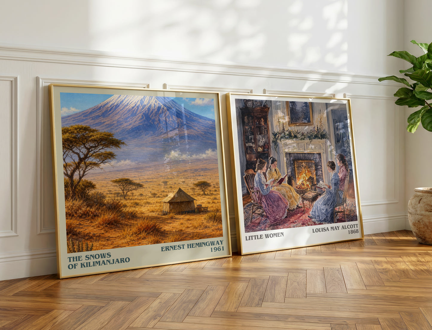 The Snows Of Kilimanjaro literary print on bookshelf – Ernest Hemingway fan gift