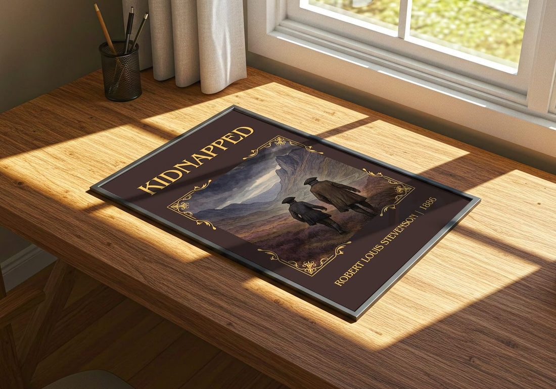 Kidnapped Classic Book Art Print by Robert Louis Stevenson – print on a sunlit desk