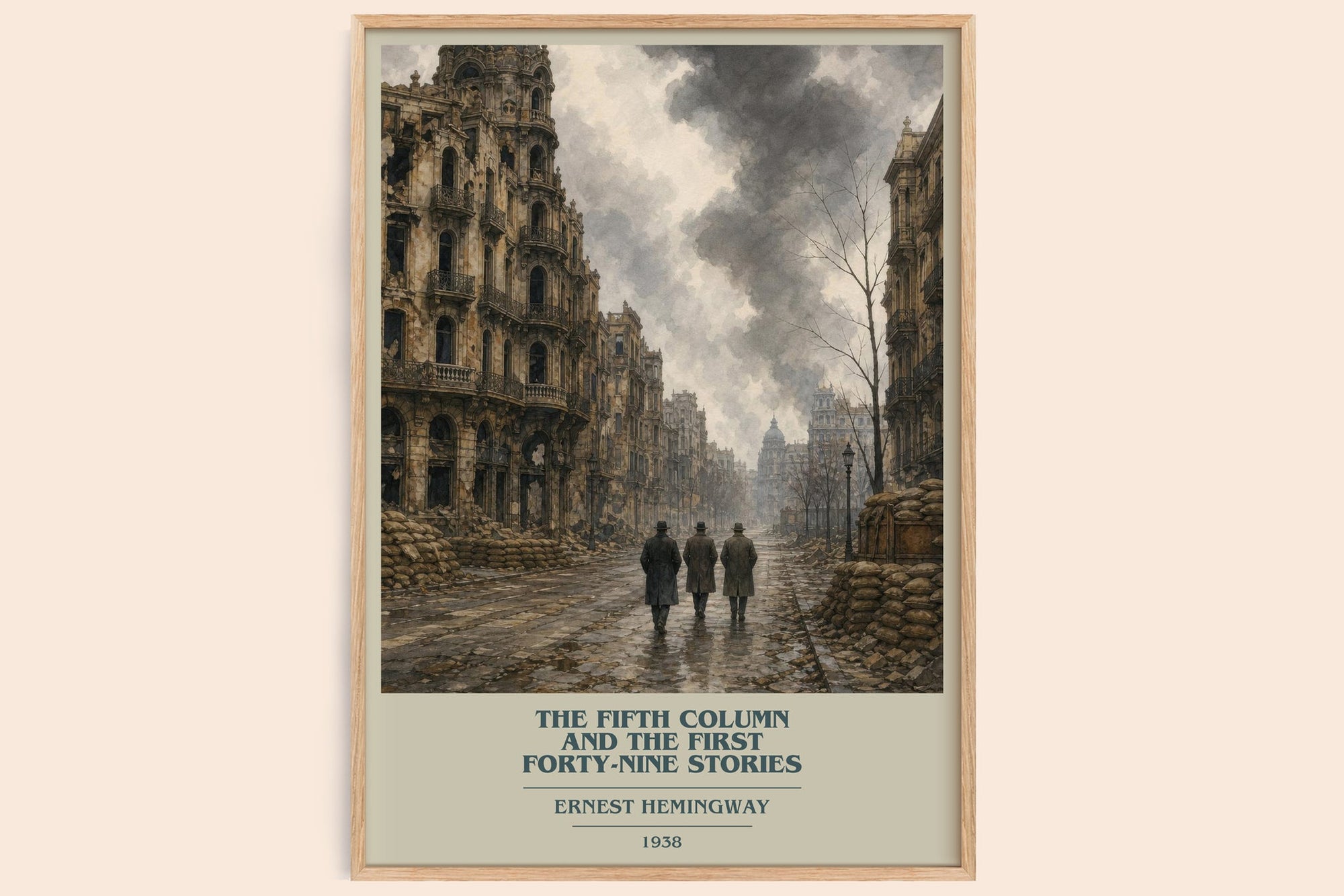 The Fifth Column And The First Forty-Nine Stories book cover book poster by Ernest Hemingway – framed literary art print