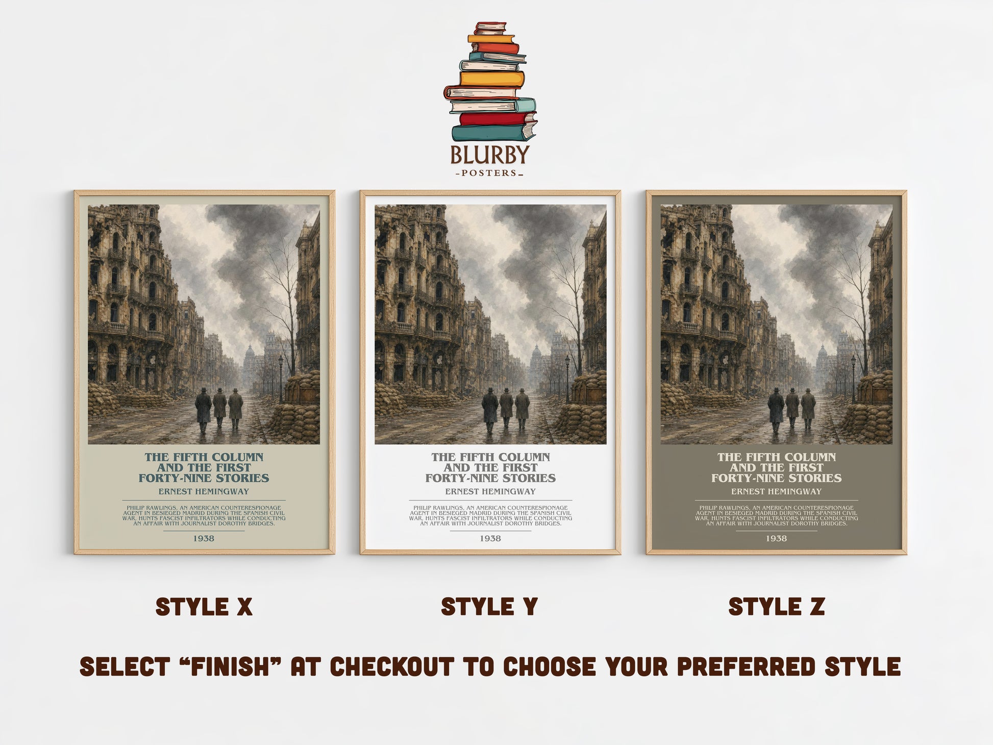 The Fifth Column And The First Forty-Nine Stories bookish print in frame leaning in hallway – literary fiction wall art