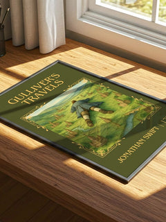 Gulliver'S Travels Classic Book Art Print by Jonathan Swift – print on a sunlit desk