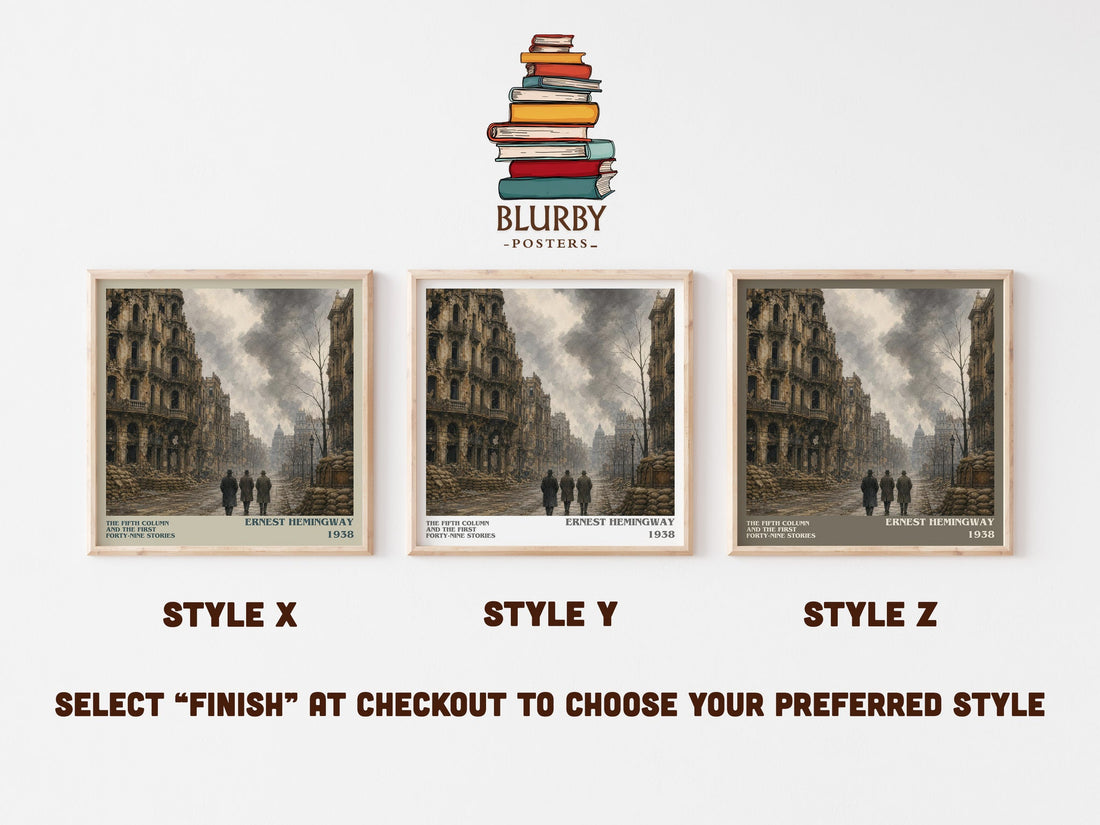 The Fifth Column And The First Forty-Nine Stories literary print in frame leaning in hallway – literary fiction wall art (mockup)