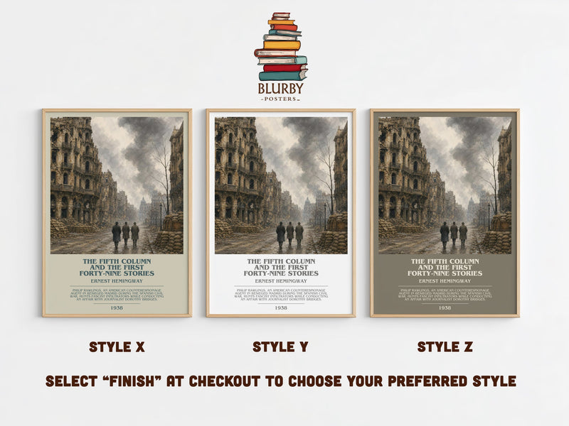 The Fifth Column And The First Forty-Nine Stories bookish print in frame leaning in hallway – literary fiction wall art