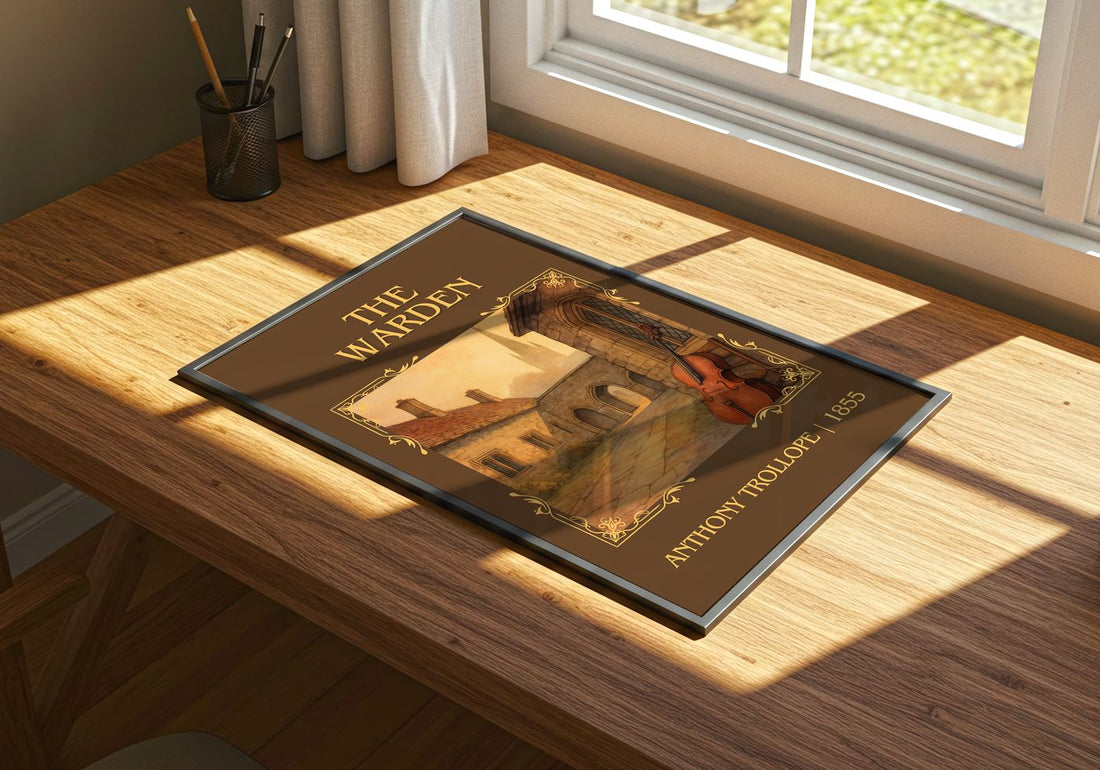 The Warden Classic Book Art Print by Anthony Trollope – print on a sunlit desk
