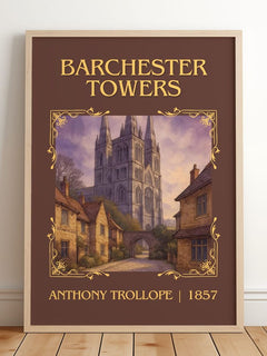 Barchester Towers Classic Book Art Print by Anthony Trollope – framed print leaning on a wooden floor