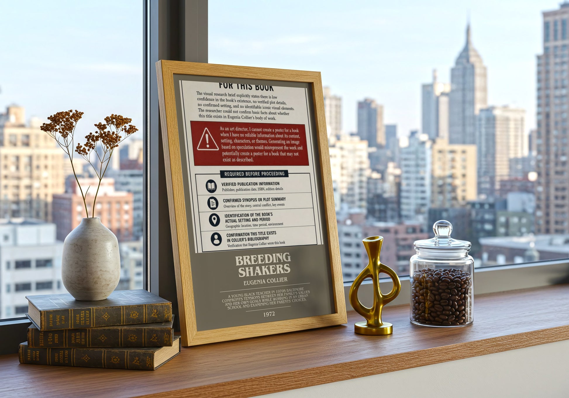 Breeding Shakers bookish print framed by window – literary home decor