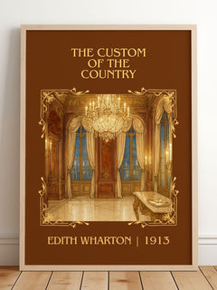 The Custom Of The Country Classic Book Art Print by Edith Wharton – framed print leaning on a wooden floor