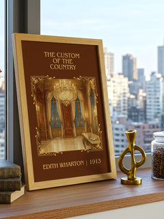 The Custom Of The Country Classic Book Art Print by Edith Wharton – framed print on a city-view windowsill