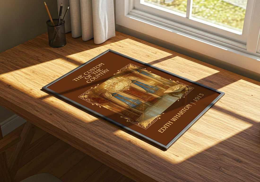 The Custom Of The Country Classic Book Art Print by Edith Wharton – print on a sunlit desk