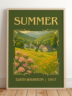 Summer Classic Book Art Print by Edith Wharton – framed print leaning on a wooden floor