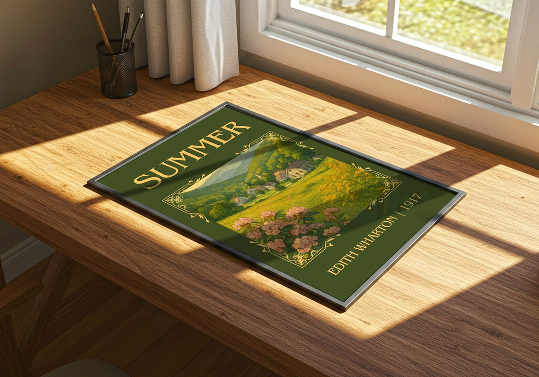 Summer Classic Book Art Print by Edith Wharton – print on a sunlit desk