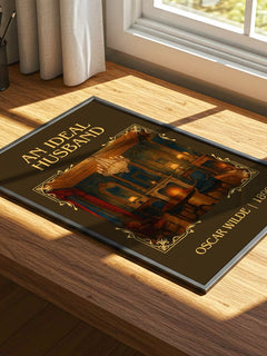 An Ideal Husband Classic Book Art Print by Oscar Wilde – print on a sunlit desk