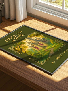 Once On A Time Classic Book Art Print by A.A. Milne – print on a sunlit desk